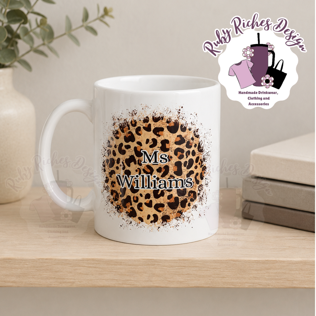 Custom message Leapord Print 11oz Mug