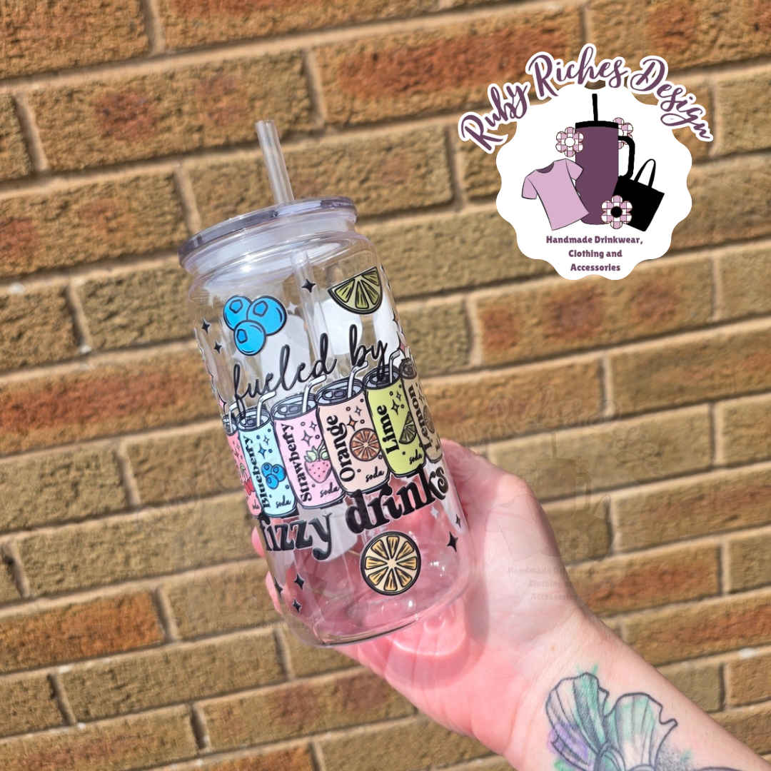 Fueled By Fizzy Drinks 16oz Vaccum Lid Plastic Tumbler