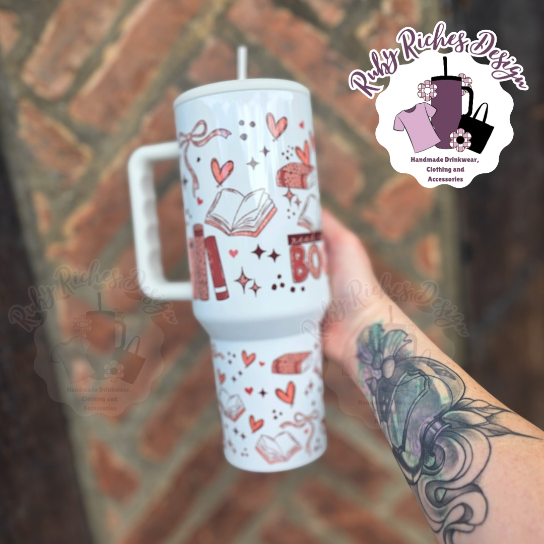 Bookish Bows & Spots 40oz Double Wall Insulated Metal Tumbler