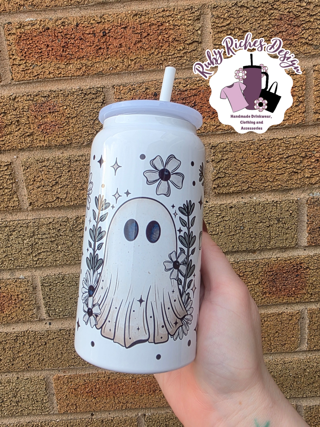 Mono Floral Ghost 16oz Double Wall Insulated Metal Tumbler