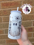Mono Floral Ghost 16oz Double Wall Insulated Metal Tumbler