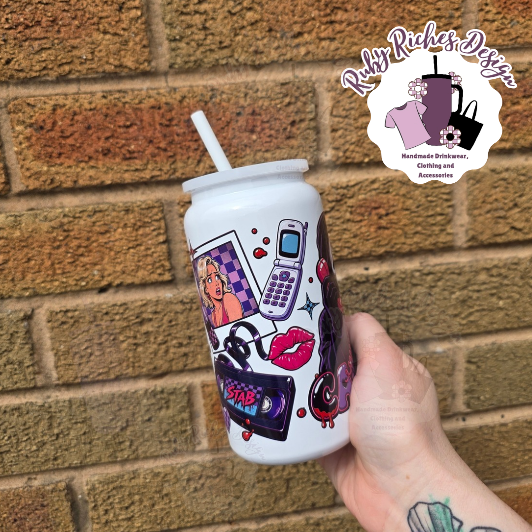 Ghost face movie theme 16oz double wall insulated metal tumbler