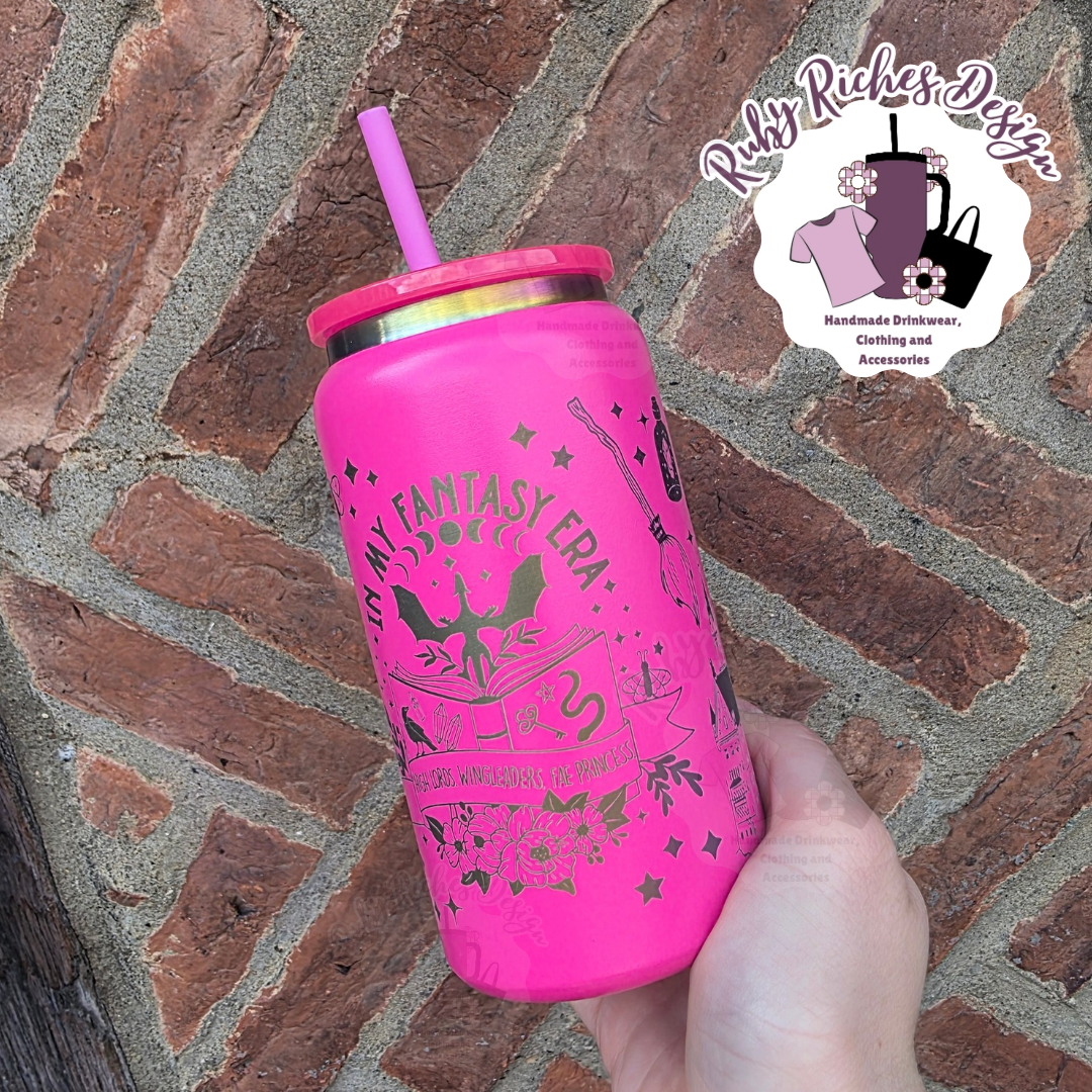 In My Fantasy Era Bookish Engraved Rainbow Plated Metal Tumbler