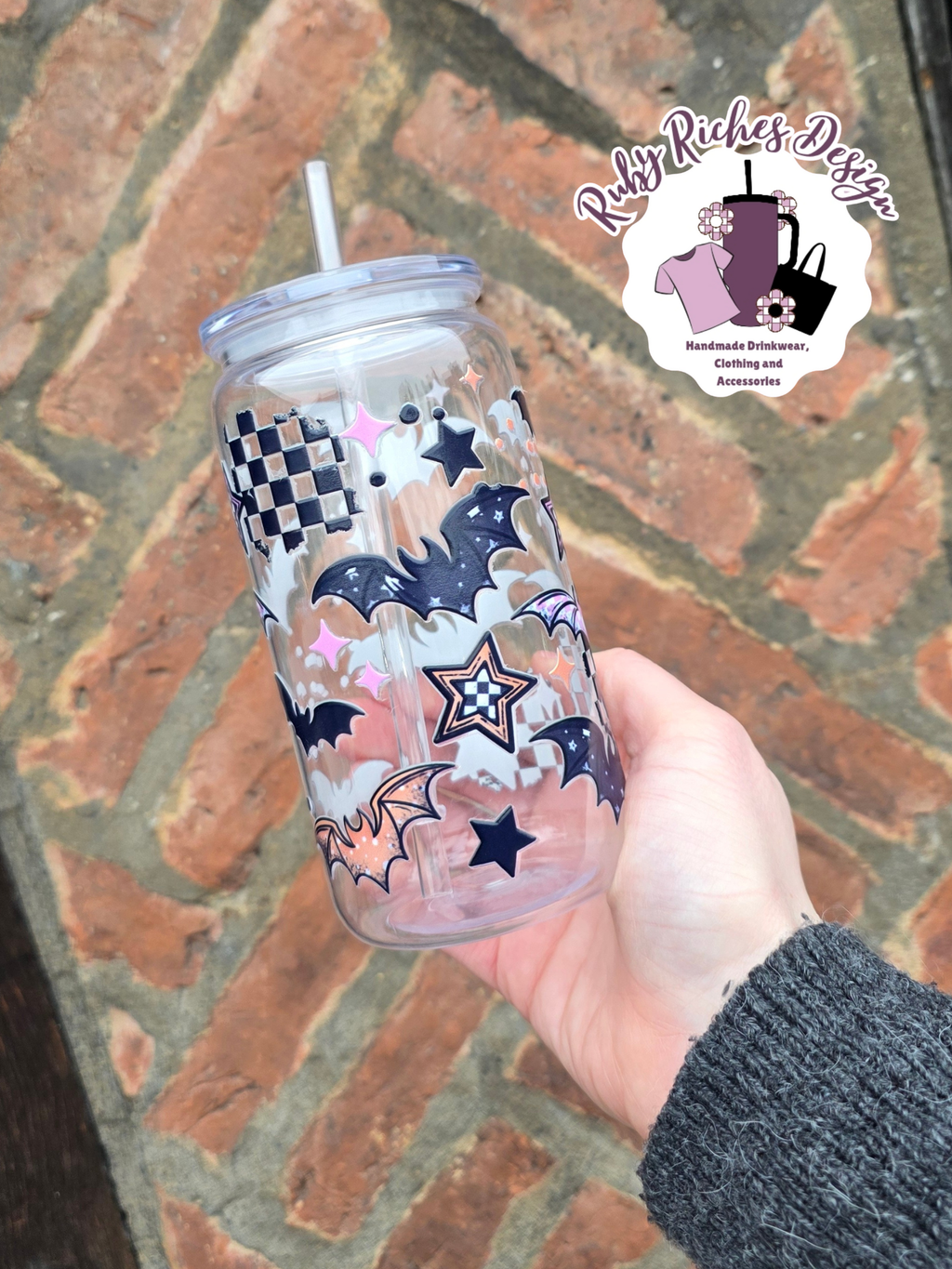 Checkered Bats Plastic Tumbler