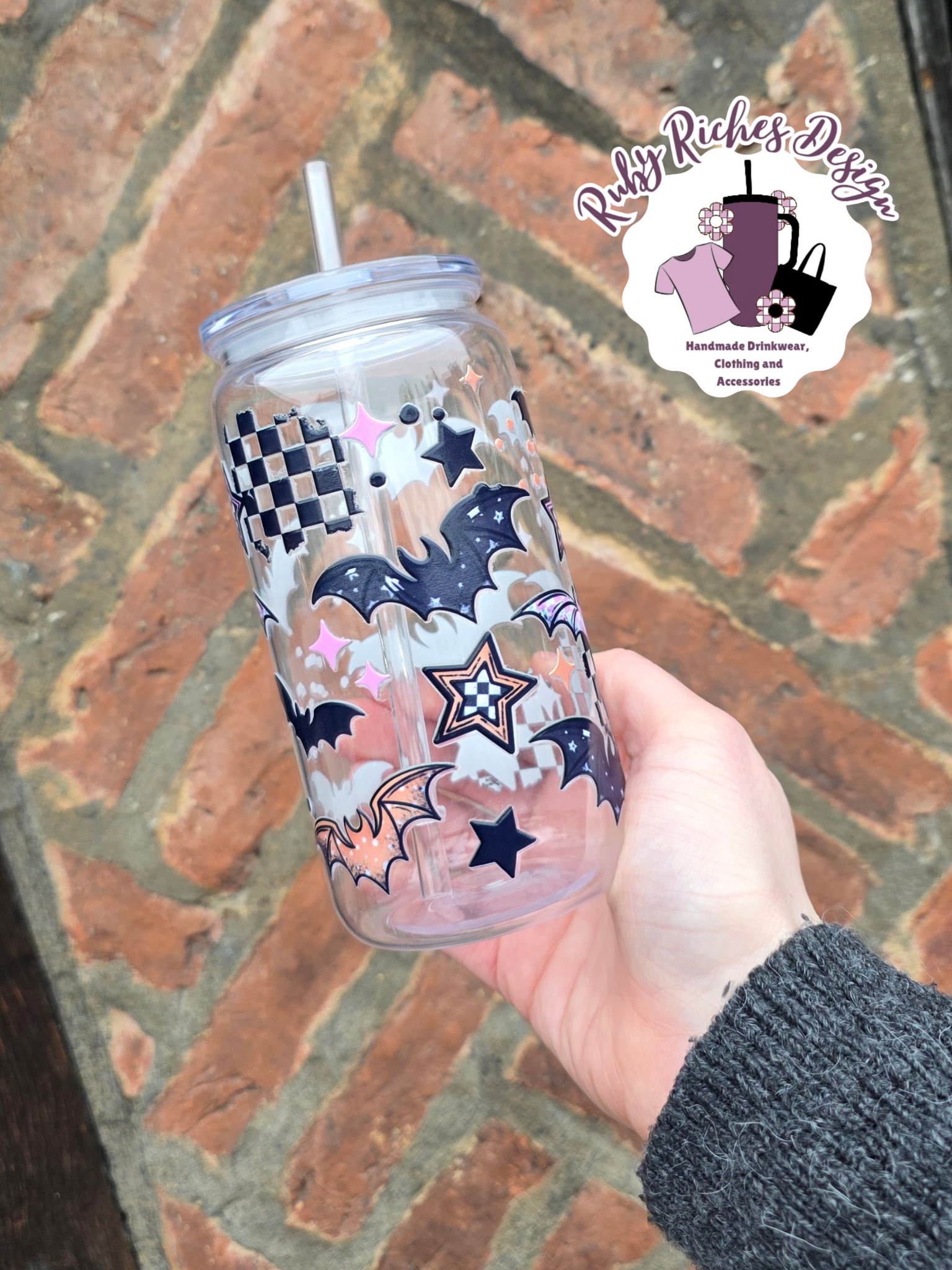 Checkered Bats Plastic Tumbler