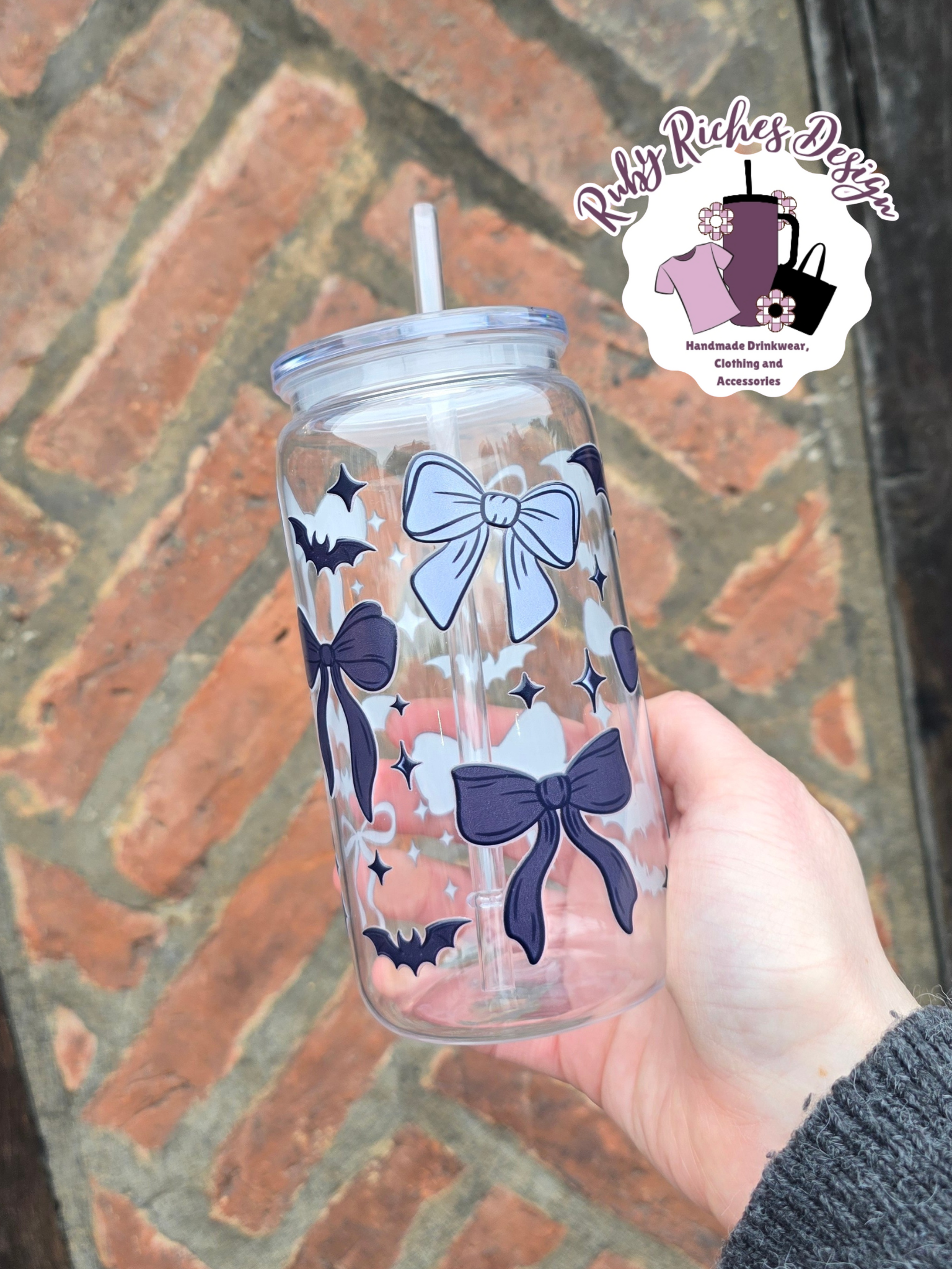 Black Bows Plastic Tumbler