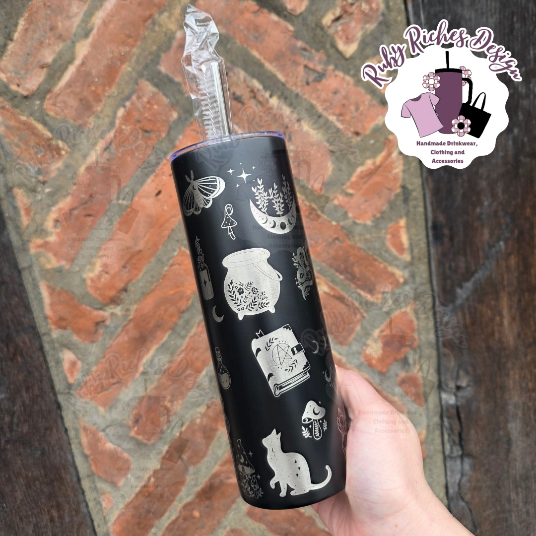 Witchy Theme Engraved 20oz Double Wall Insulated Metal Tumbler