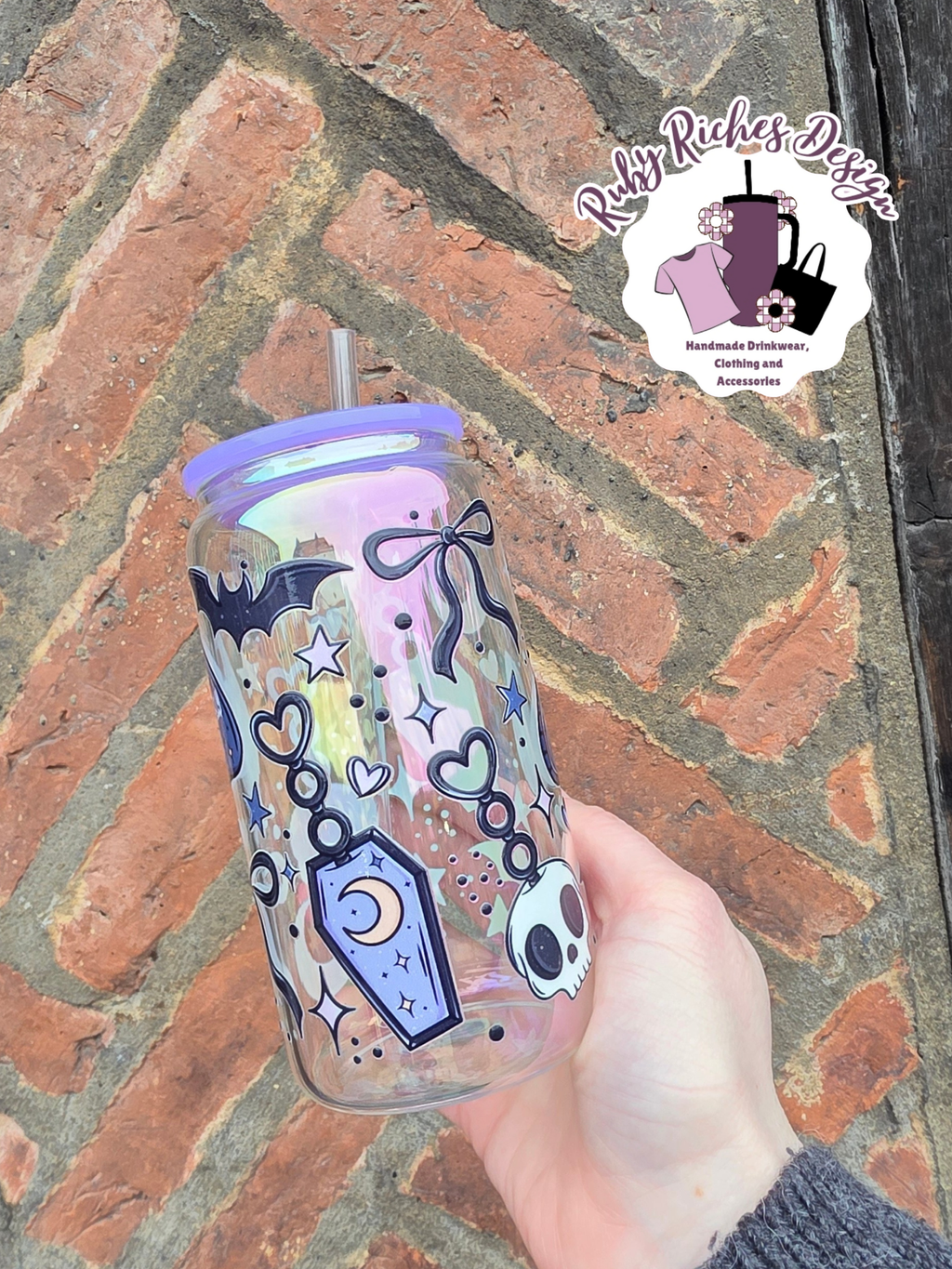 Absolutely Not Spooky Style Holographic Glass Tumbler