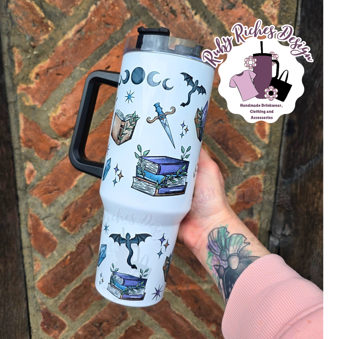 Dragon Fantasy Bookish Theme 40oz Metal Tumbler
