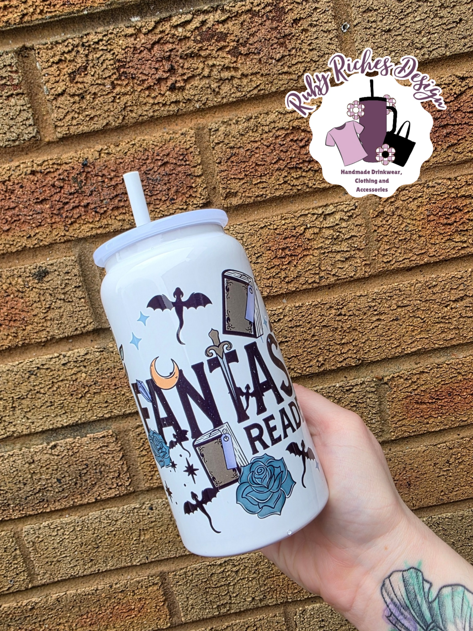 Fantasy Book Theme 16oz Double Wall Insulated Metal Tumbler