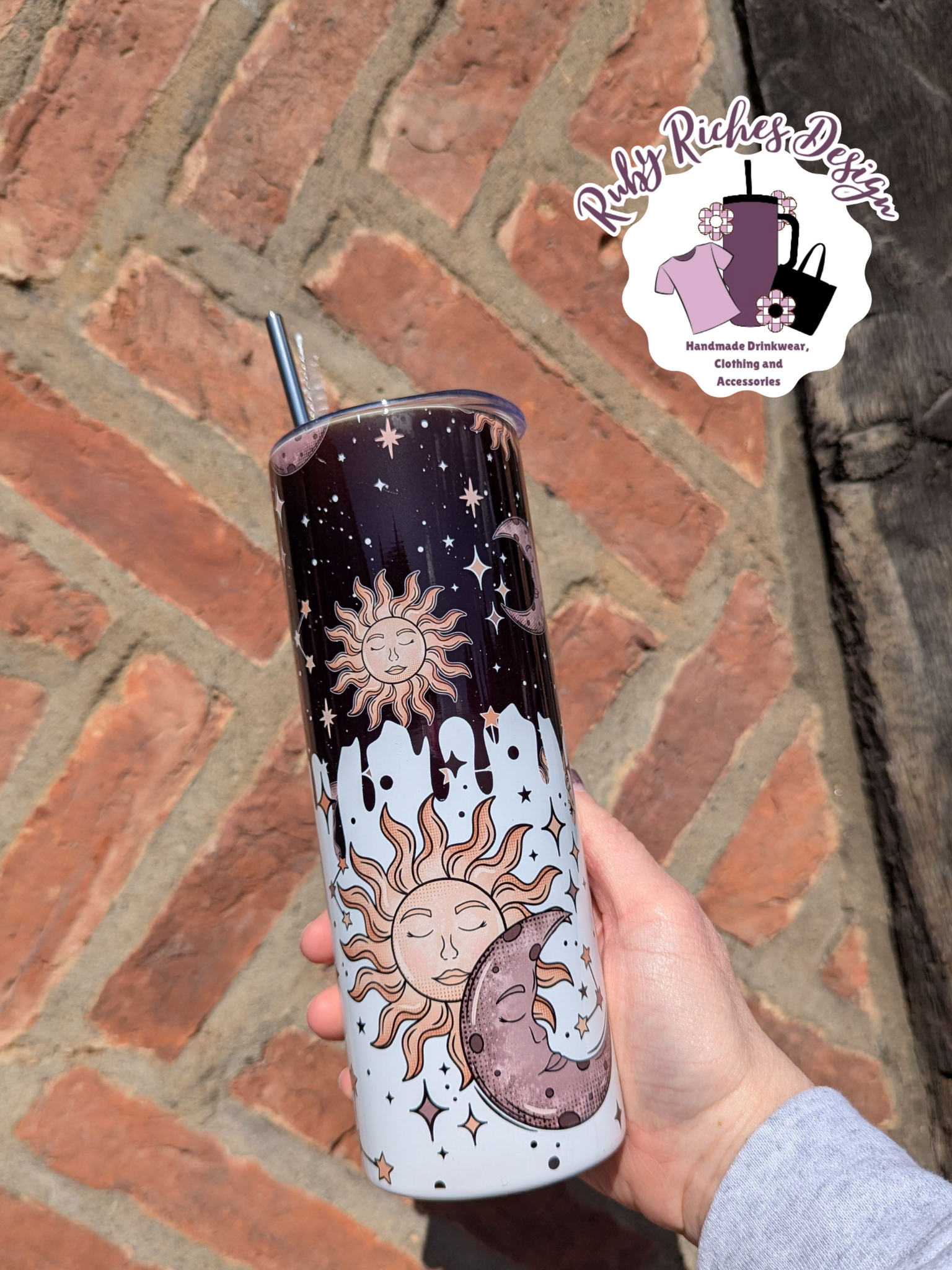 Celestial Sun And Moon 20oz Double Wall Insulated Metal Tumbler