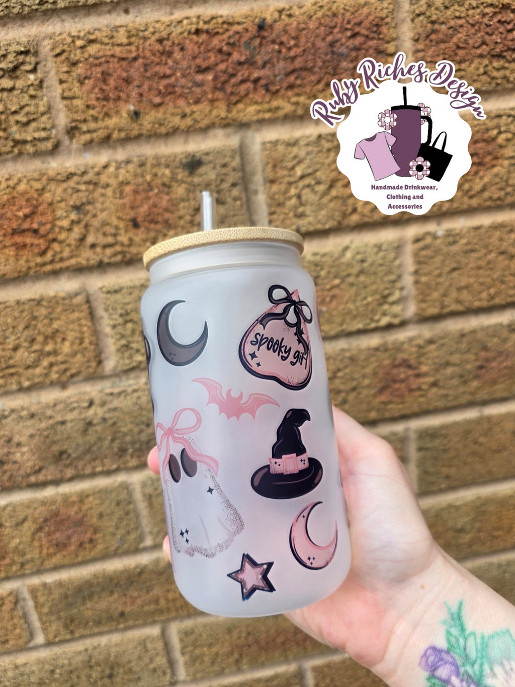 Spooky Girl Frosted Glass Tumbler With Bamboo Lid