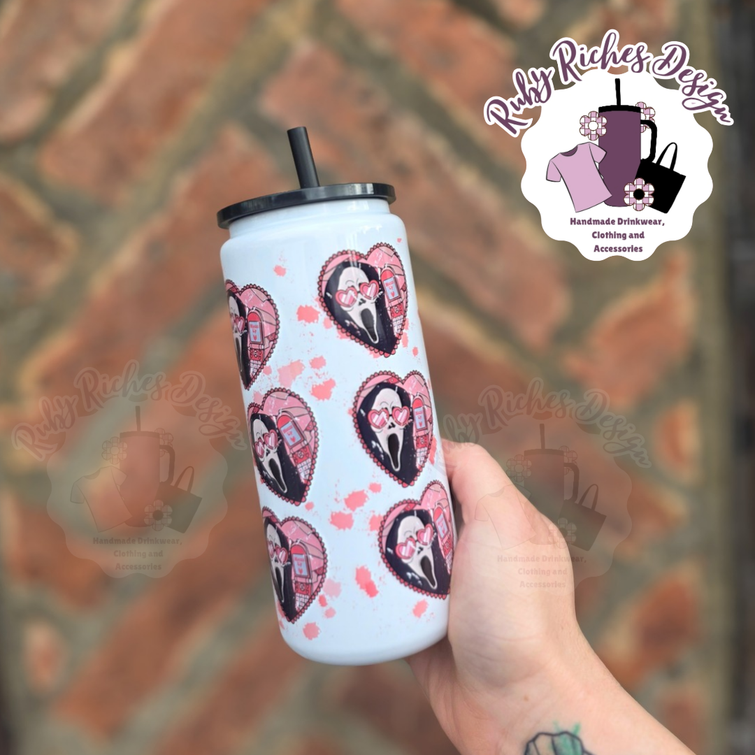 Ghost Face Hearts 16oz Skinny Metal Tumbler