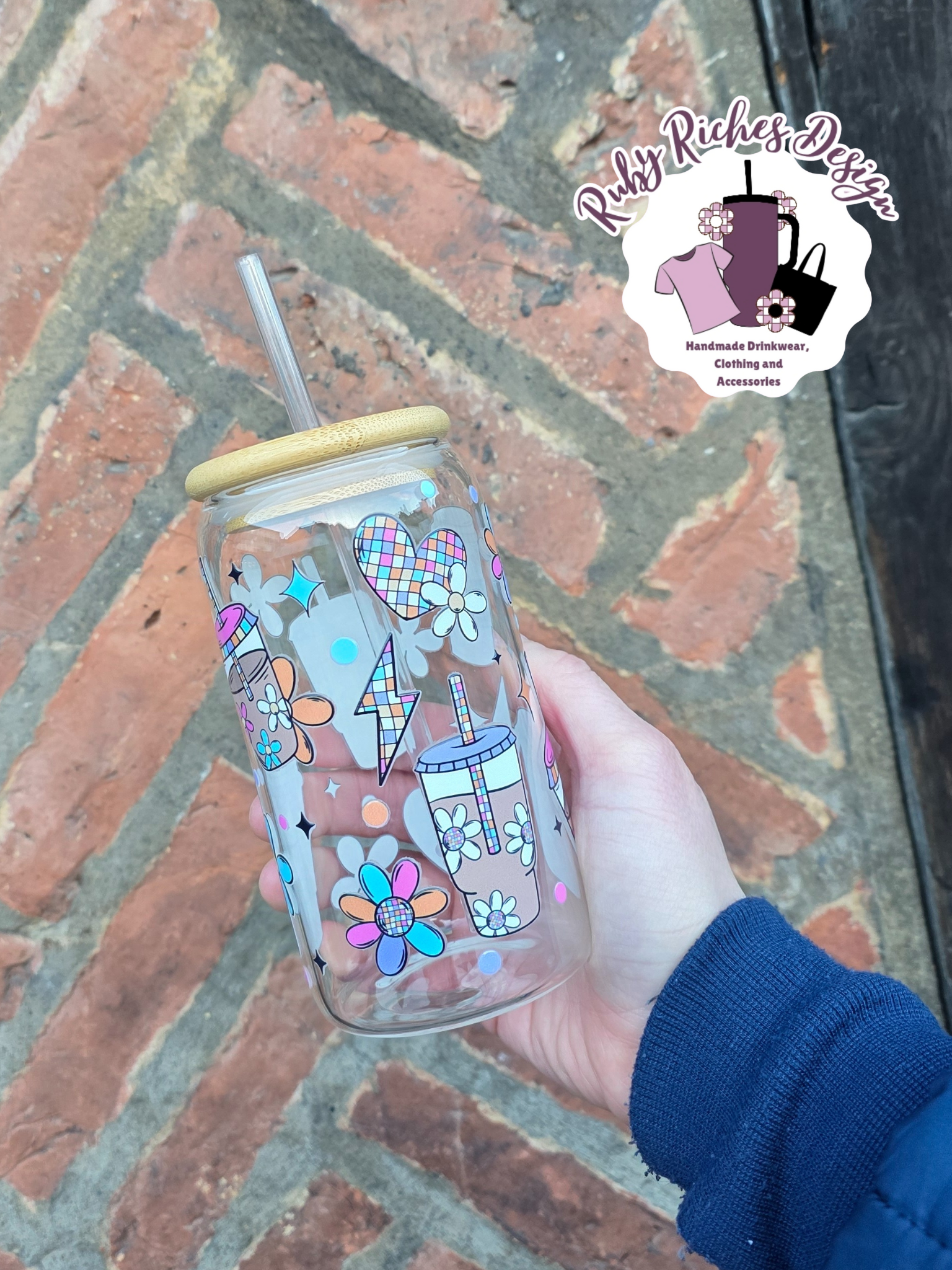 Iced Coffee Theme Glass Tumbler