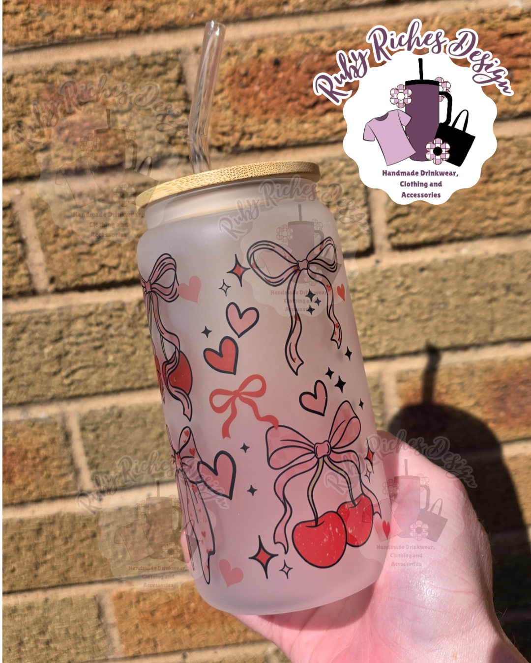 Cherry bows Frosted Glass Tumbler