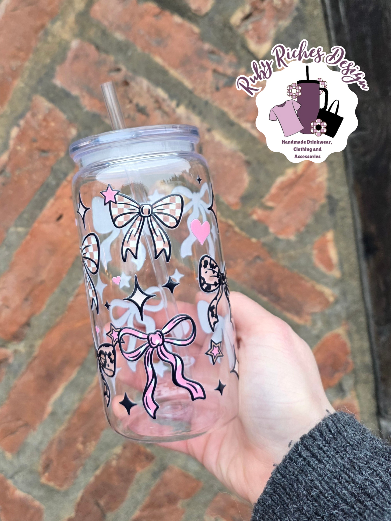 Printed Bows Plastic Tumbler