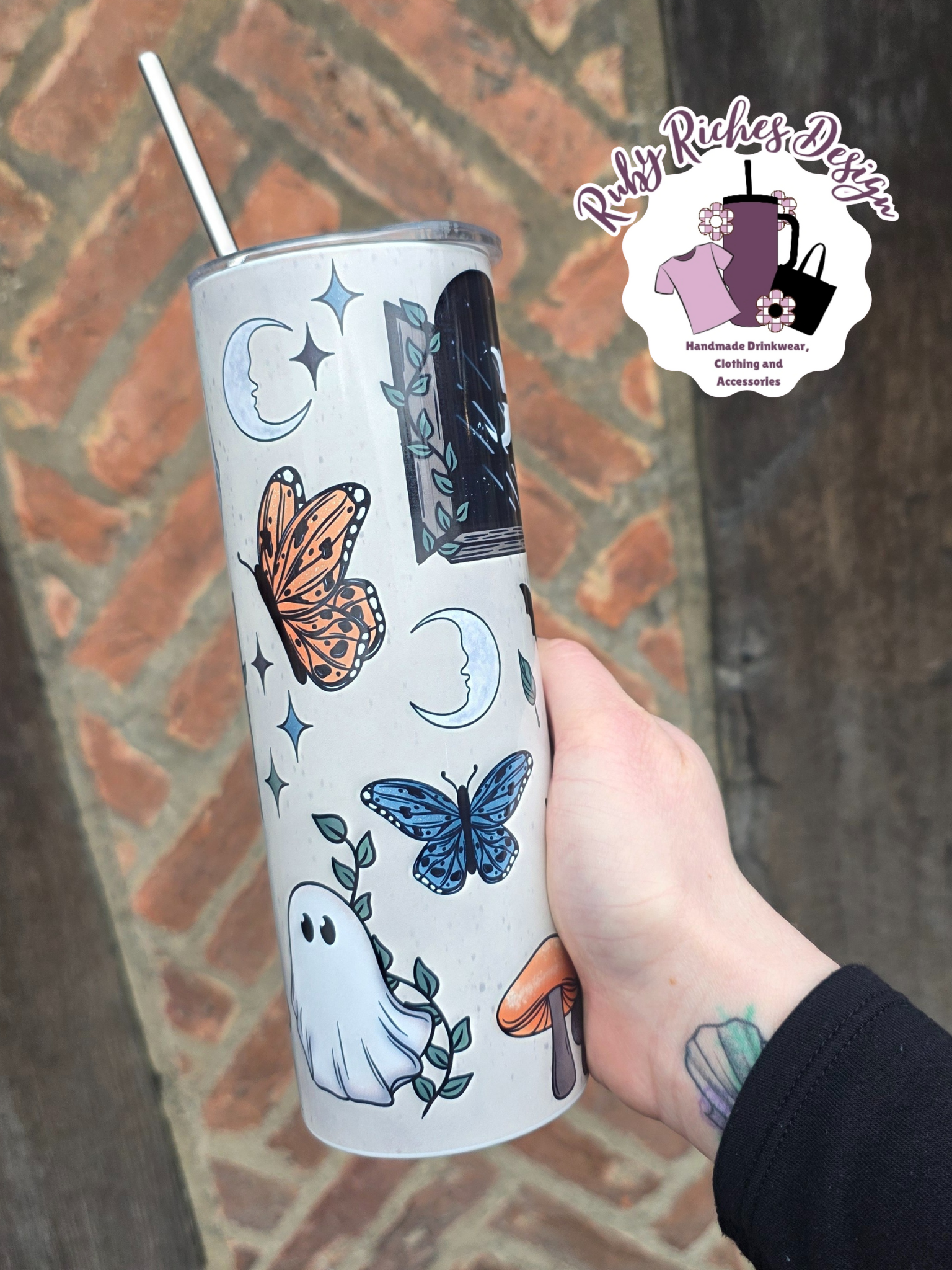 Cottagcore Ghost Theme 20oz Double Wall Insulated Metal Tumbler