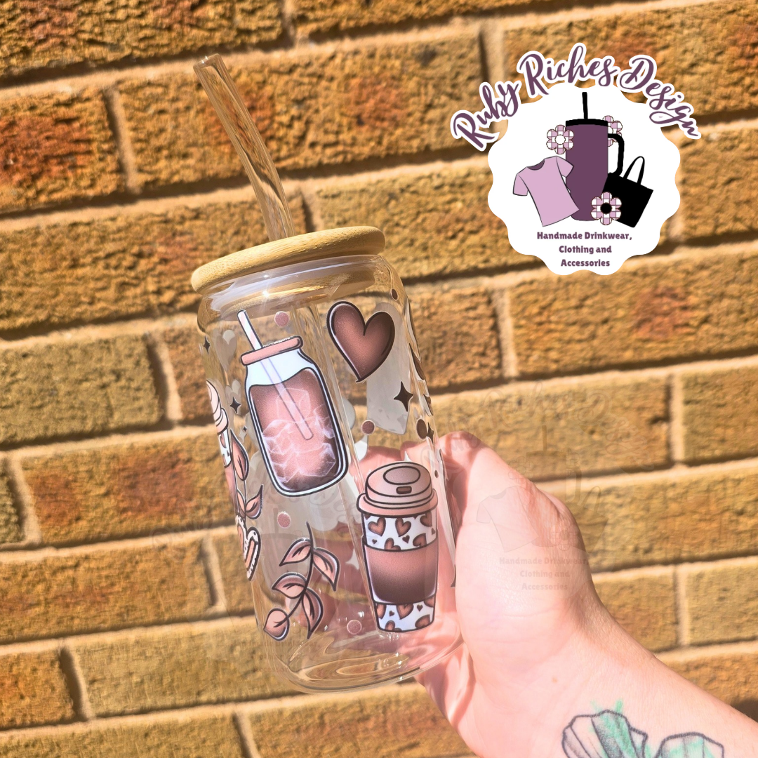 Coffee Theme Glass Tumbler