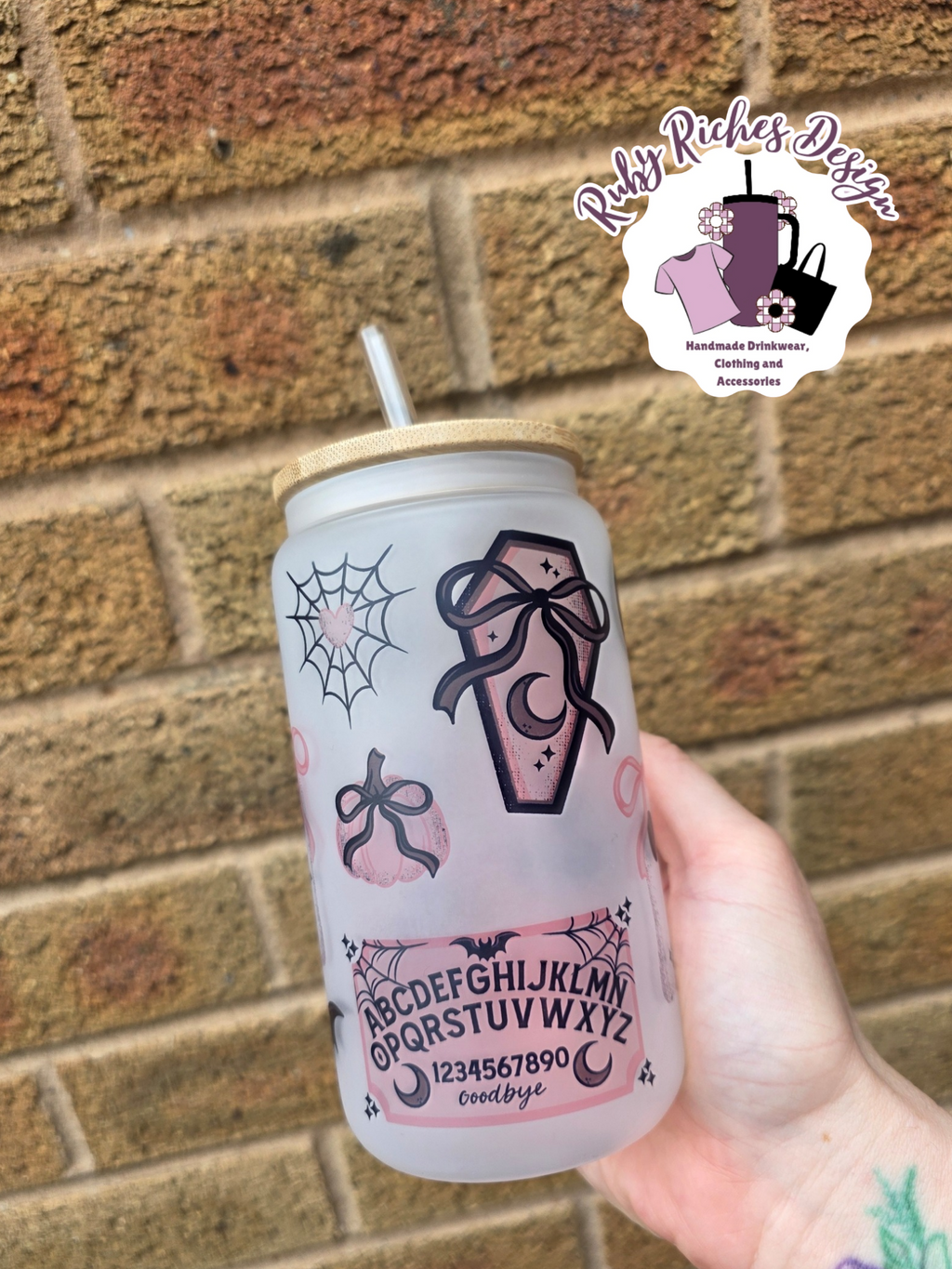 Spooky Girl Frosted Glass Tumbler With Bamboo Lid