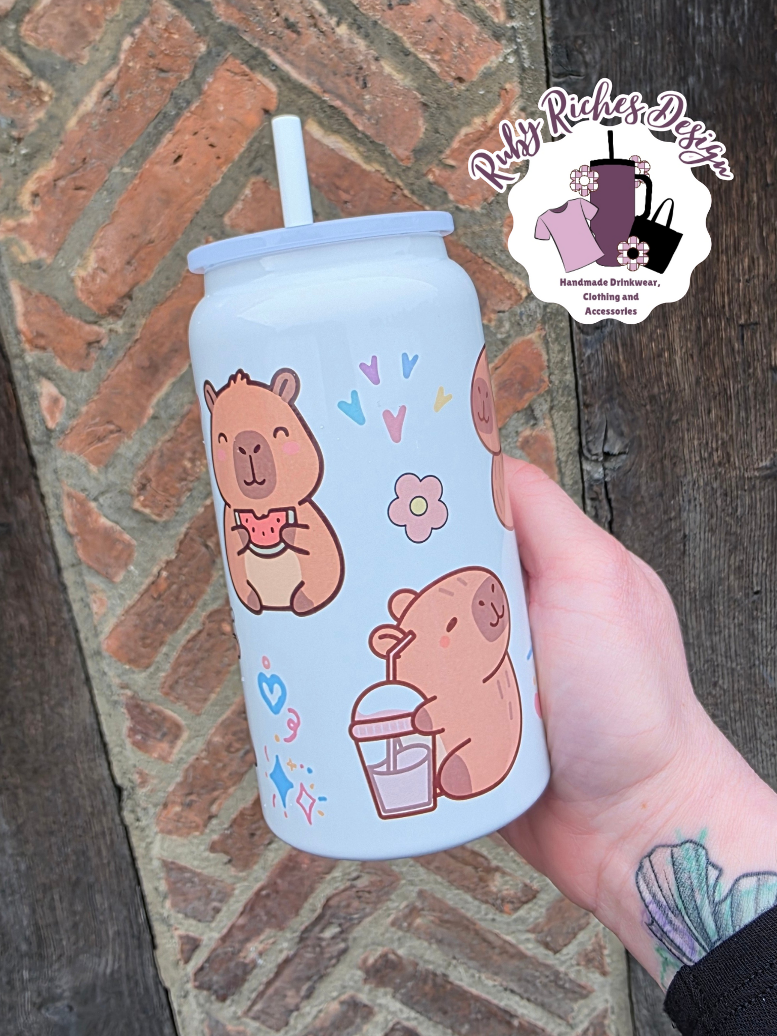 Capybara Theme 16oz Double Wall Insulated Metal Tumbler